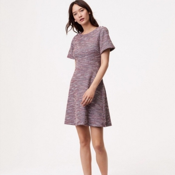 LOFT Dresses & Skirts - 🍂 Loft tweed mauve/multicolor fit and flare dress